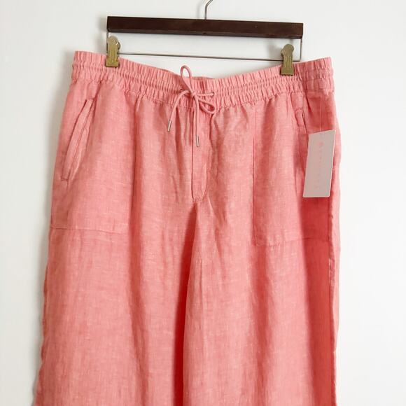 ATHLETA Retreat Linen Wide Leg Pants Peach Sunset 16 - Picture 5 of 12